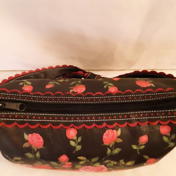 Vintage Isabella Fiore Black Rose Floral Purse Lowest Price - Picture 7 of 9